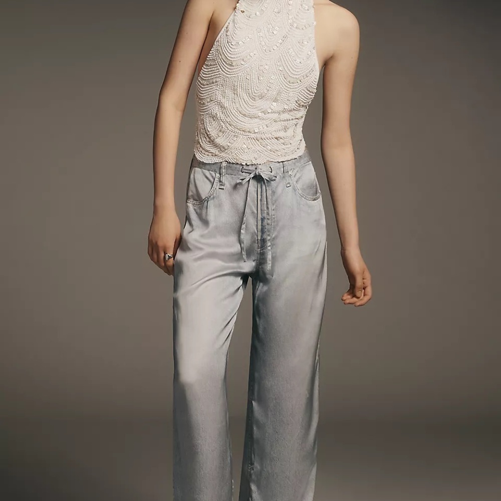 rag & bone Light Gray Women's Wide Leg Jeans
